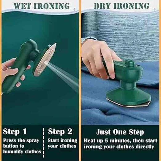 Portable Iron | Quick Wrinkle Removal |  Crisp Results Instantly