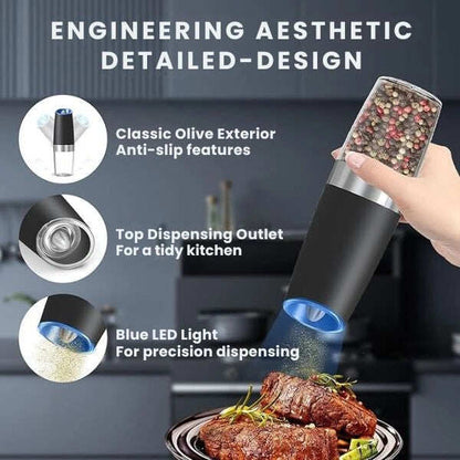 Hands-Free Spice Grinder | LED Precision | One-Hand Operation