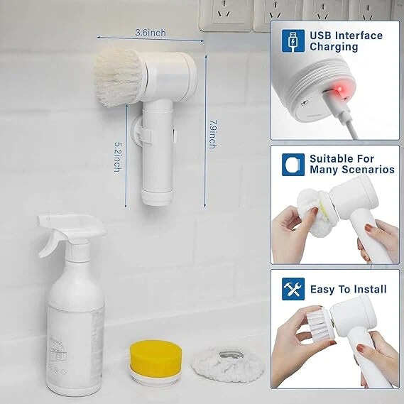 5-in-1 Spin Brush | For Tiles, Corners & More | Daily Cleaning